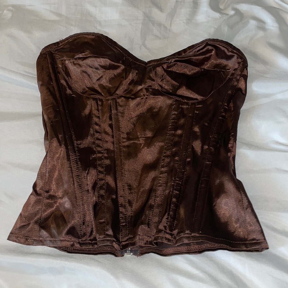 Chocolate Satin Corset Top